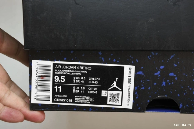 Kicktheory CT8527-018 Black Jordan Retro Game Royal 4 0810